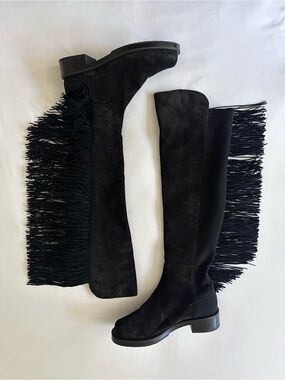 Stuart Weitzman Suede Fringe Boots size 7